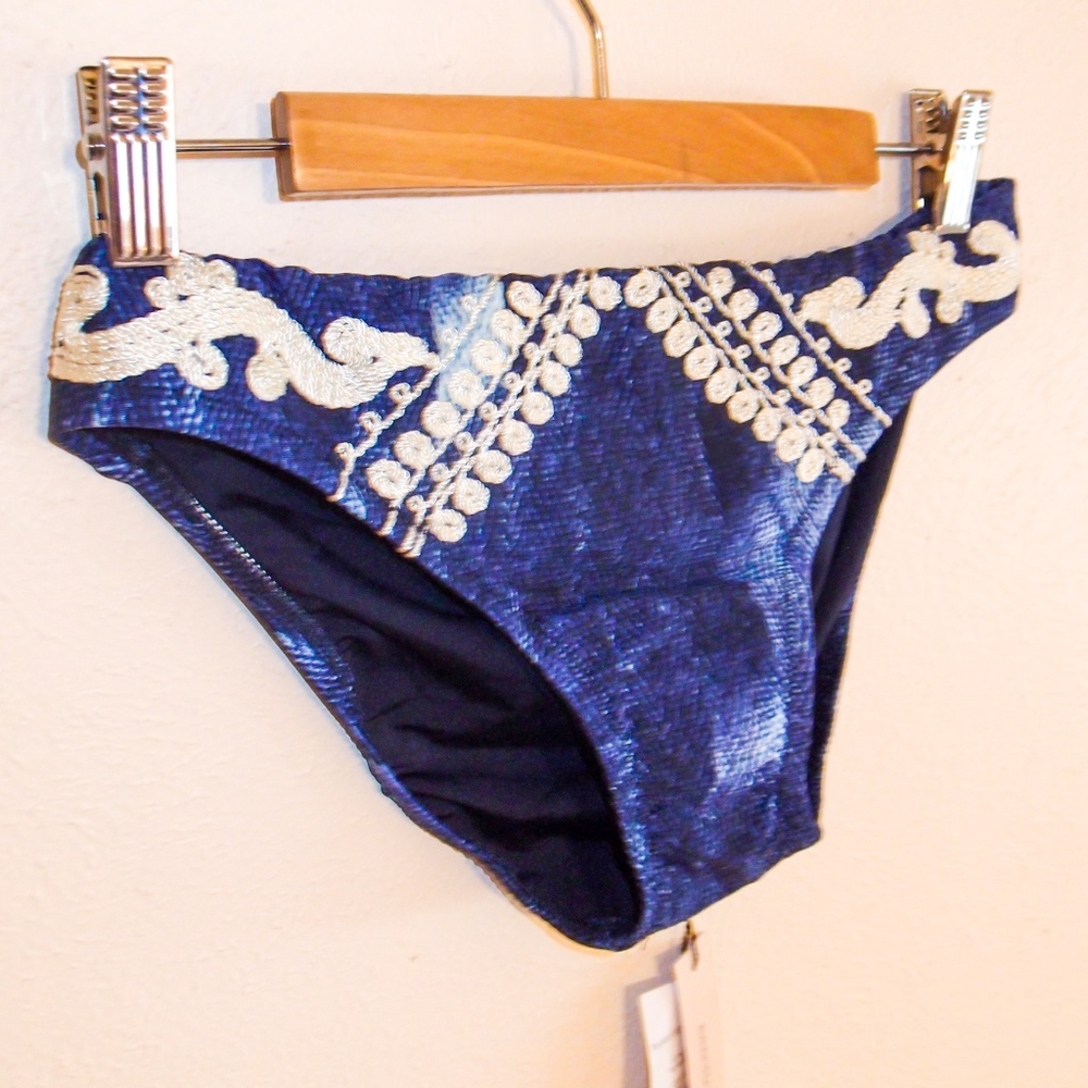 Nanette Lepore Deja Blue Printed Bikini Bottom NWT